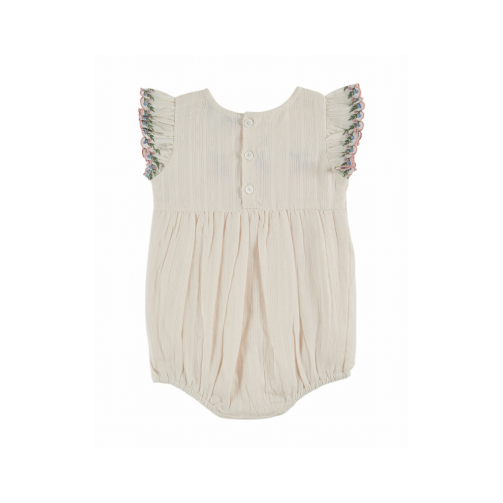Romper Brodee Smock - Biologisch katoen - Creme - Emile et Ida achter