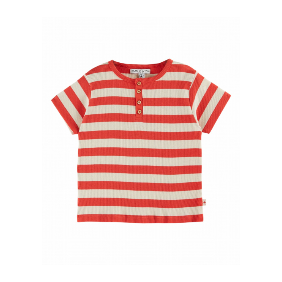 T-shirt Raye Cote - Biologisch katoen - Rood/Wit - Emile et Ida