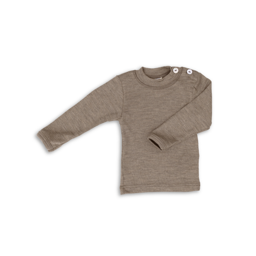 Shirt longsleeve - Merino wol/zijde - Bruin/walnut - Engel Natur