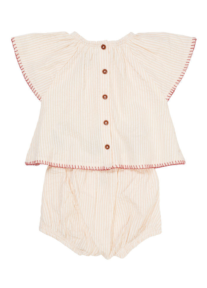 Copenhagen Colors - Seersucker Baby Set with Embroidery - Baby set borduurwerk