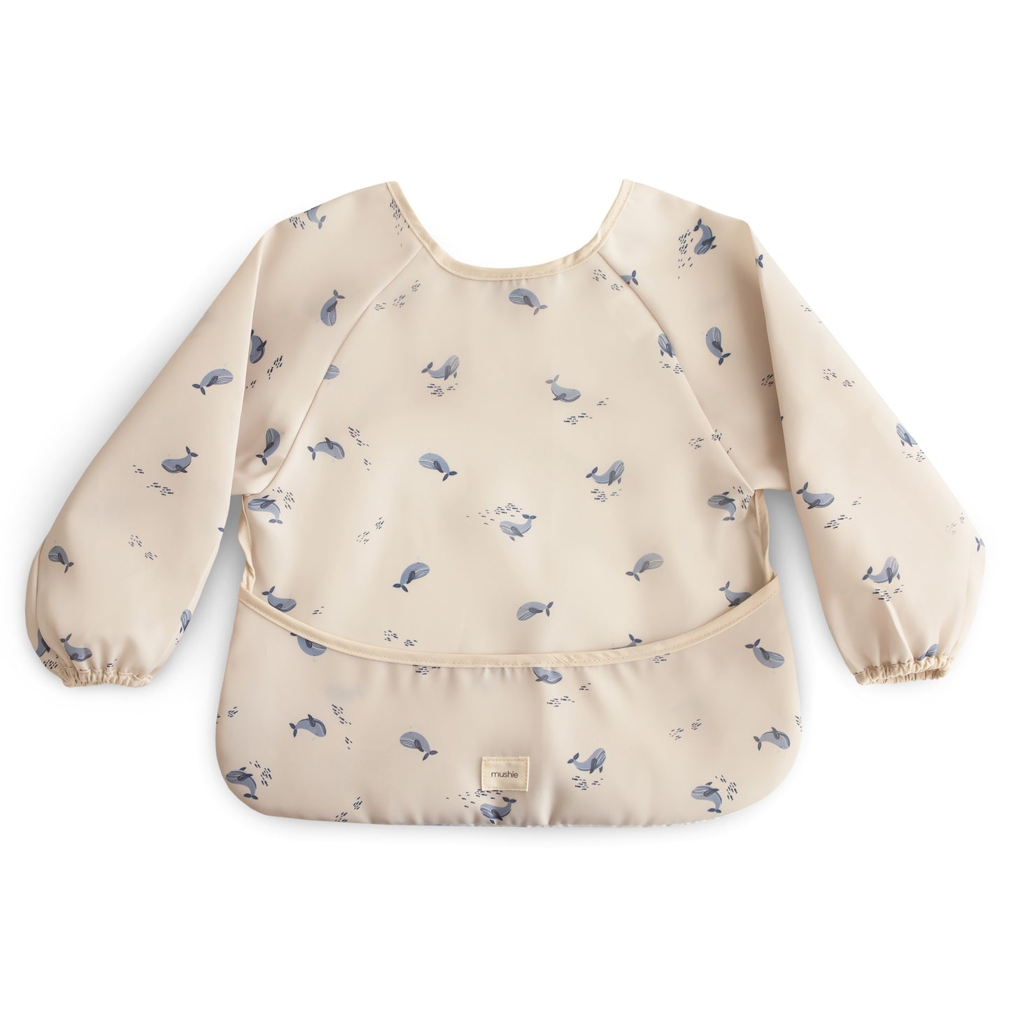 Mushie - Long sleeve bib - Slabbetje met lange mouwen - Whales productfoto