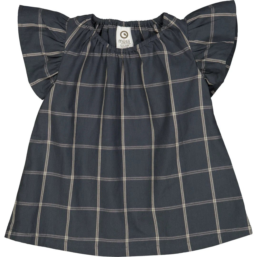 Muesli - Check s/s dress baby - Jurkje - 100% biologisch katoen