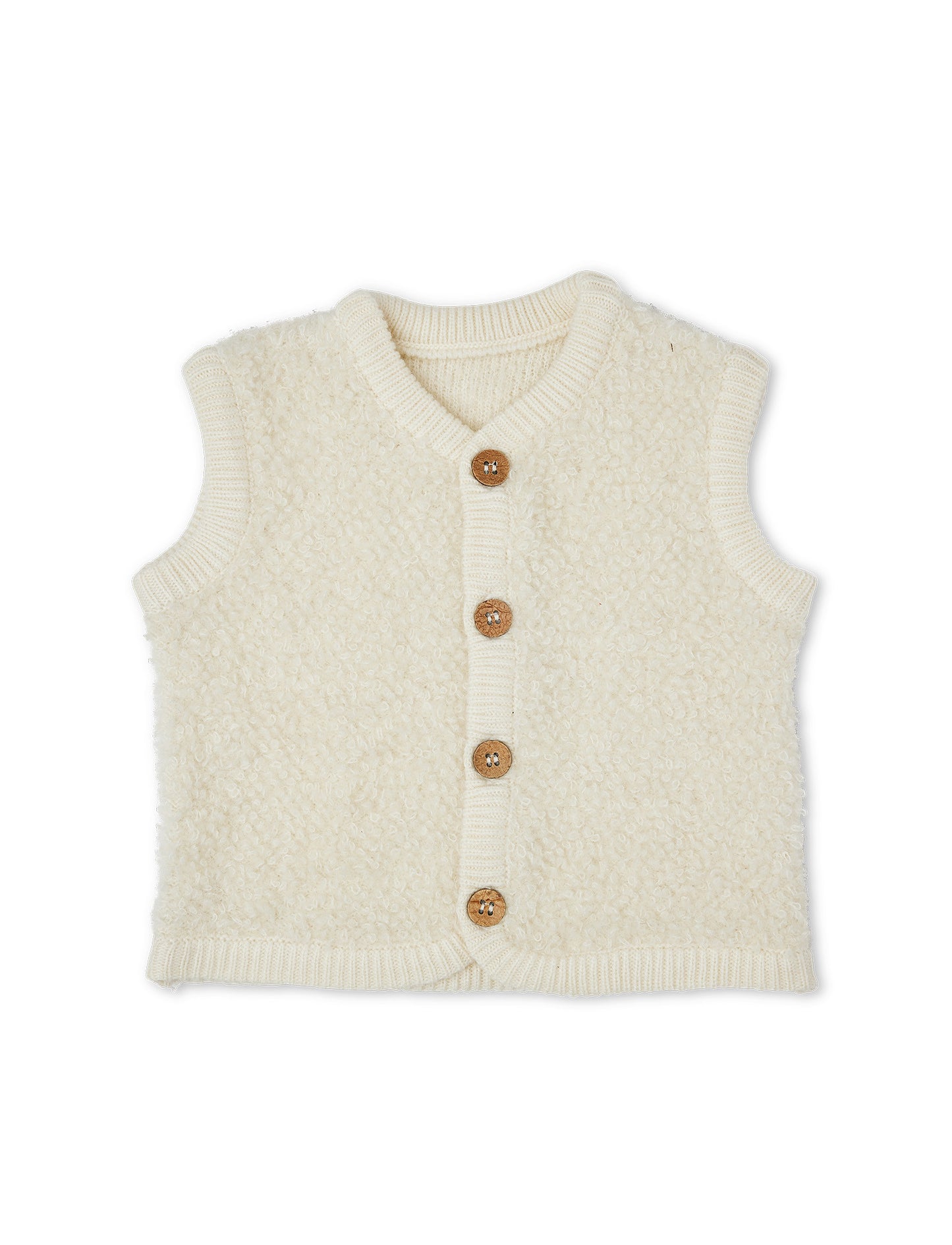 SmallStuff - Merinowol Boucle Vest - Spencer vest - Off white - Merino wol mix