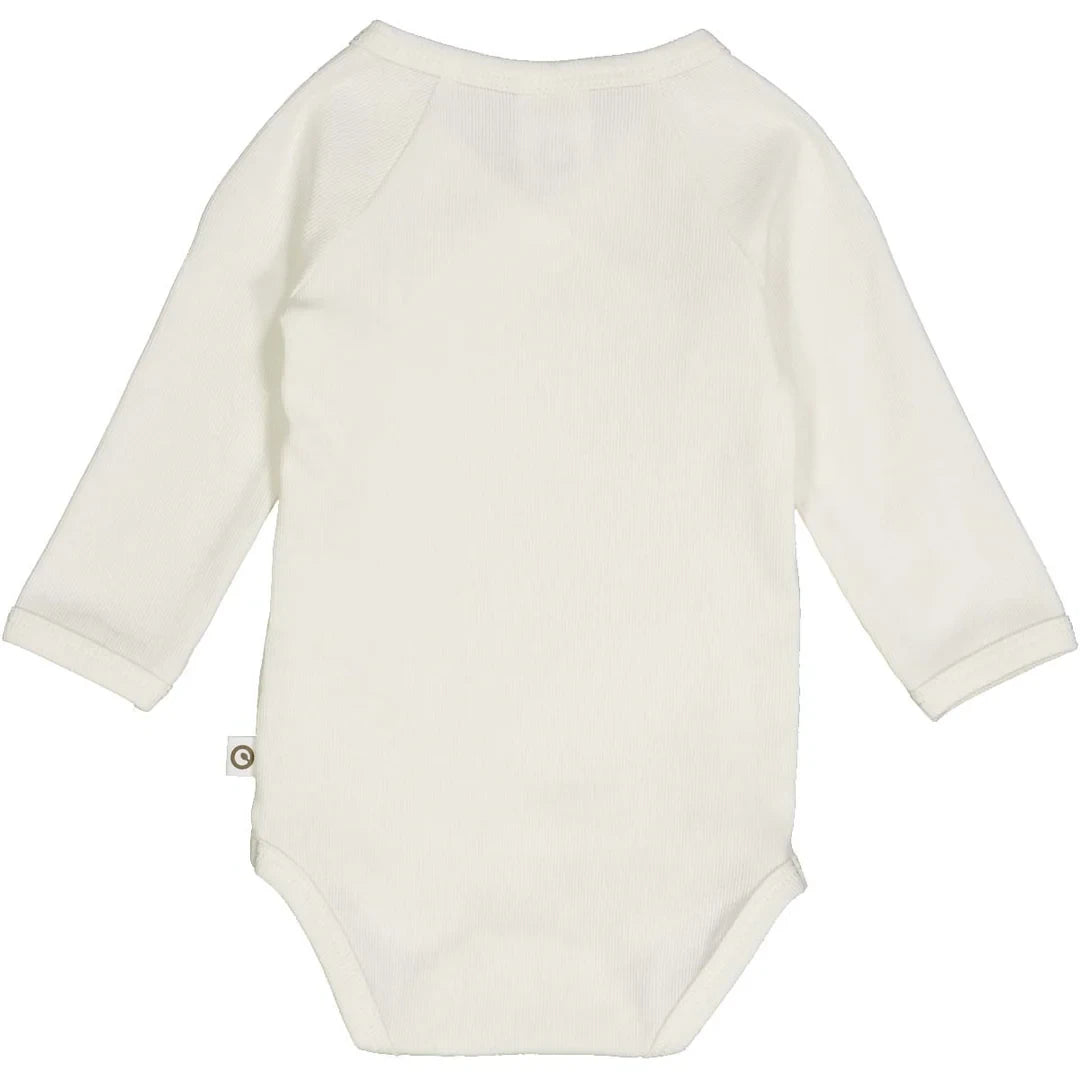 Overslag Romper - Rib l/s body - Biologisch katoen - Off White - Müsli by Green Cotton - achterkant