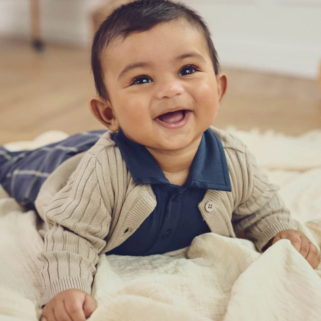 Muesli - Knit rib cardigan baby - Gebreid vestje - 100% katoen