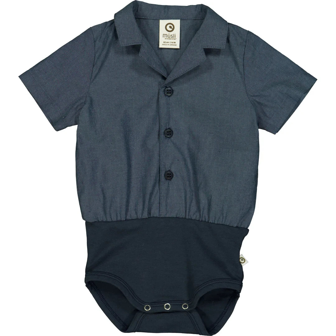 Muesli - Chambray s/s shirt body - Blouse romper - 100% biologisch katoen