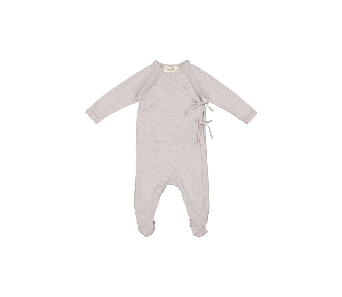 Boxpakje met voetjes - Rubetta Wool Pointelle Jumpsuit - Merino wol - Soft Dove - MarMar Copenhagen