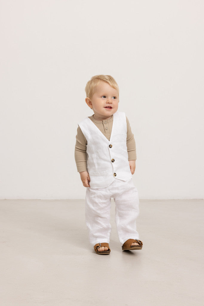 MarMar Copenhagen - Panu L Linen bottoms baby - Linnen broekje - White
