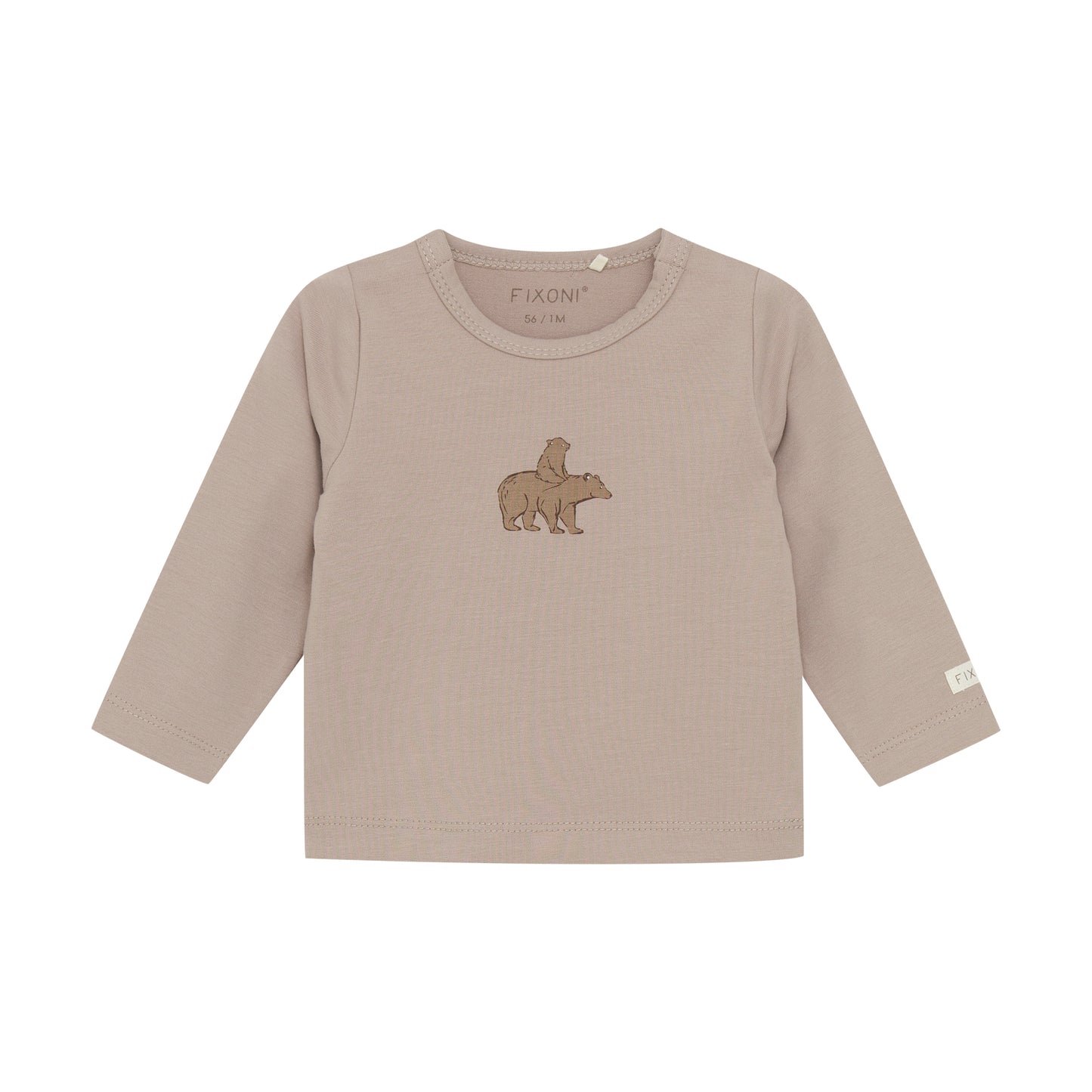 Fixoni - T-shirt LS - Mocha Meringue - Top - Katoen voorkant