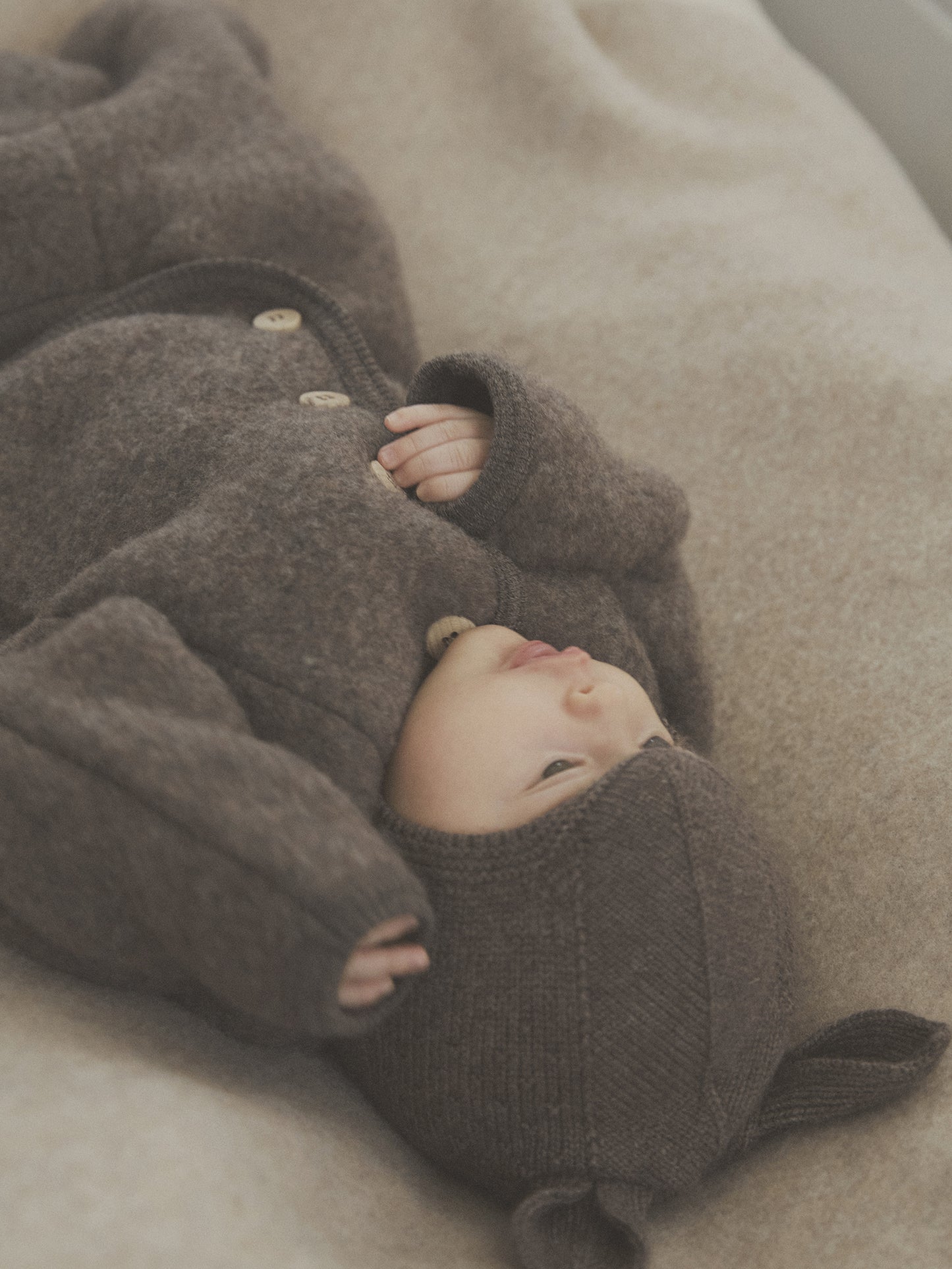 Jasje merino wol fleece - Brown melange/bruin - Huttelihut kind