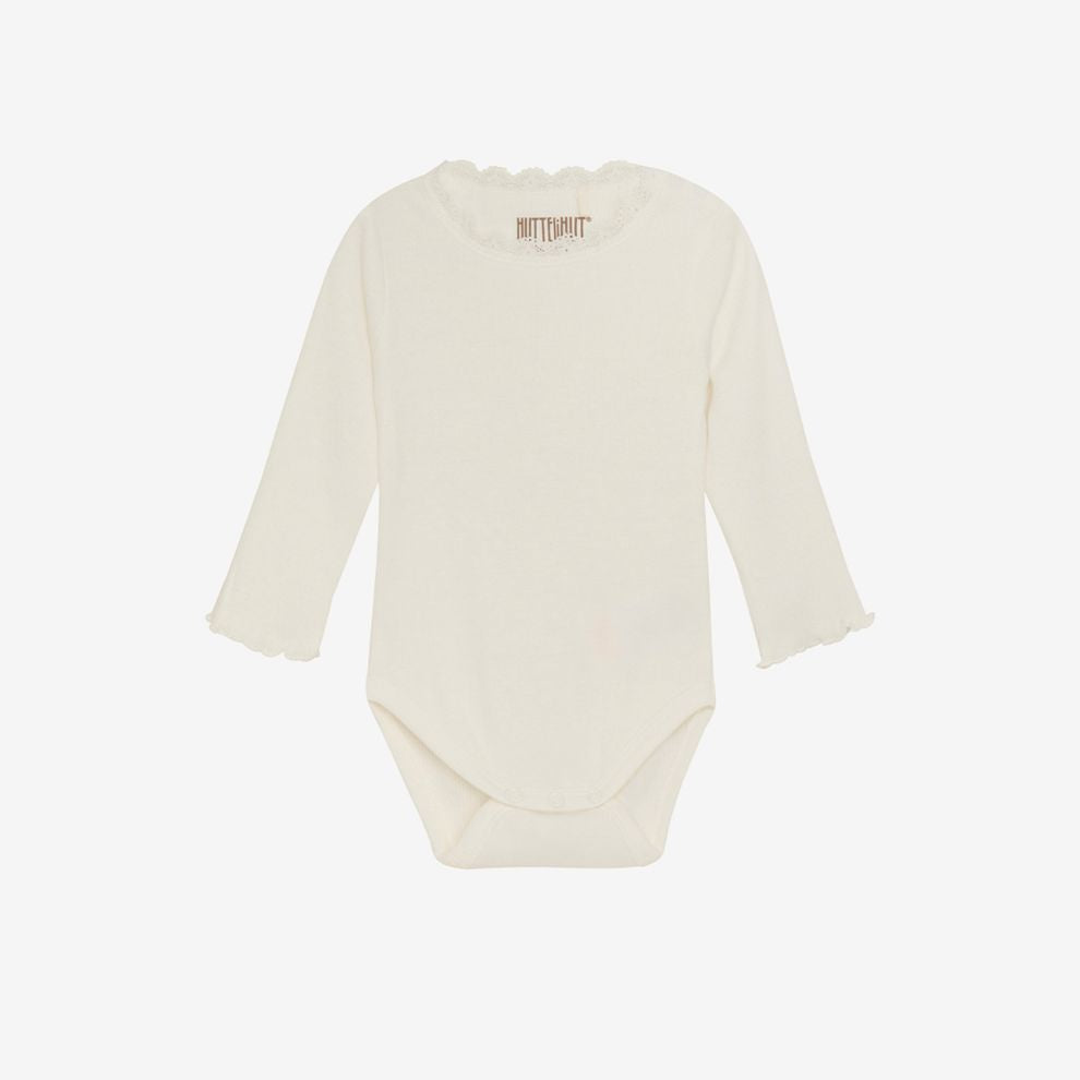 Romper lange mouw - Modal katoen - Tofu/off white - Huttelihut voor