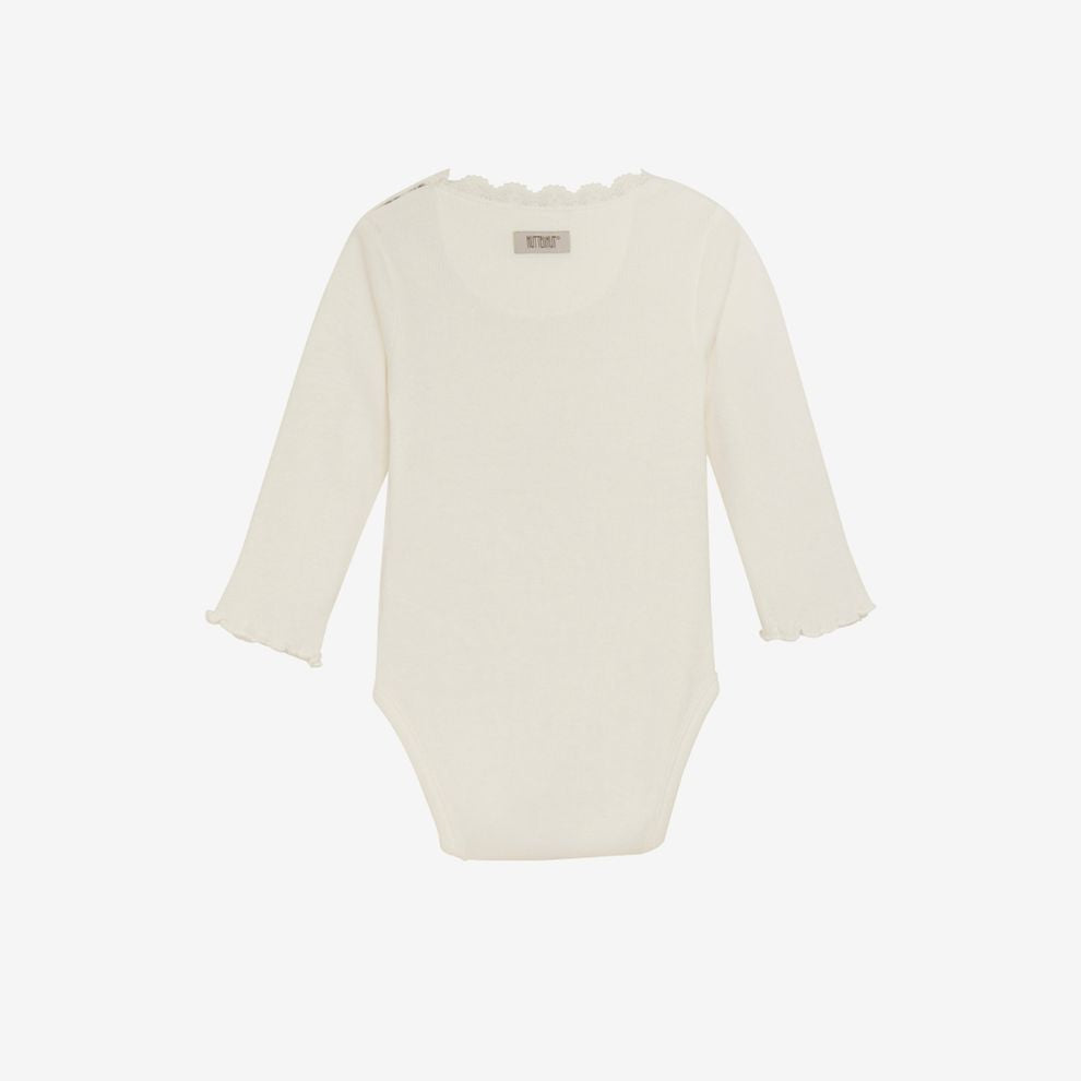 Romper lange mouw - Modal katoen - Tofu/off white - Huttelihut achter