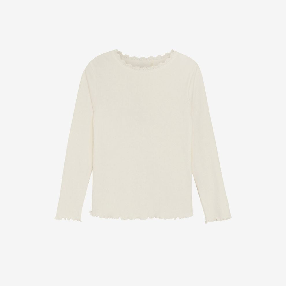 Top lange mouw - Modal katoen - Tofu/off white - Huttelihut voor