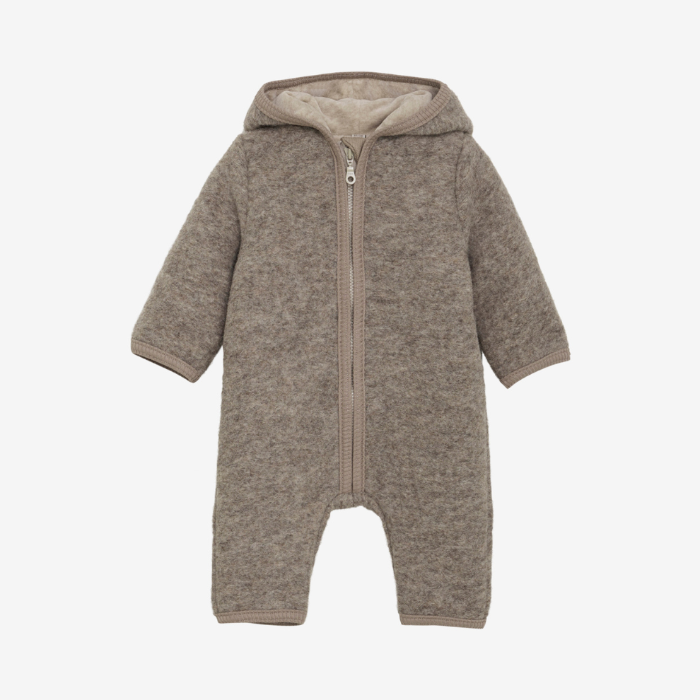 Buitenpak/jumpsuit - Merino wol - Camel melange/bruin - Huttelihut voor