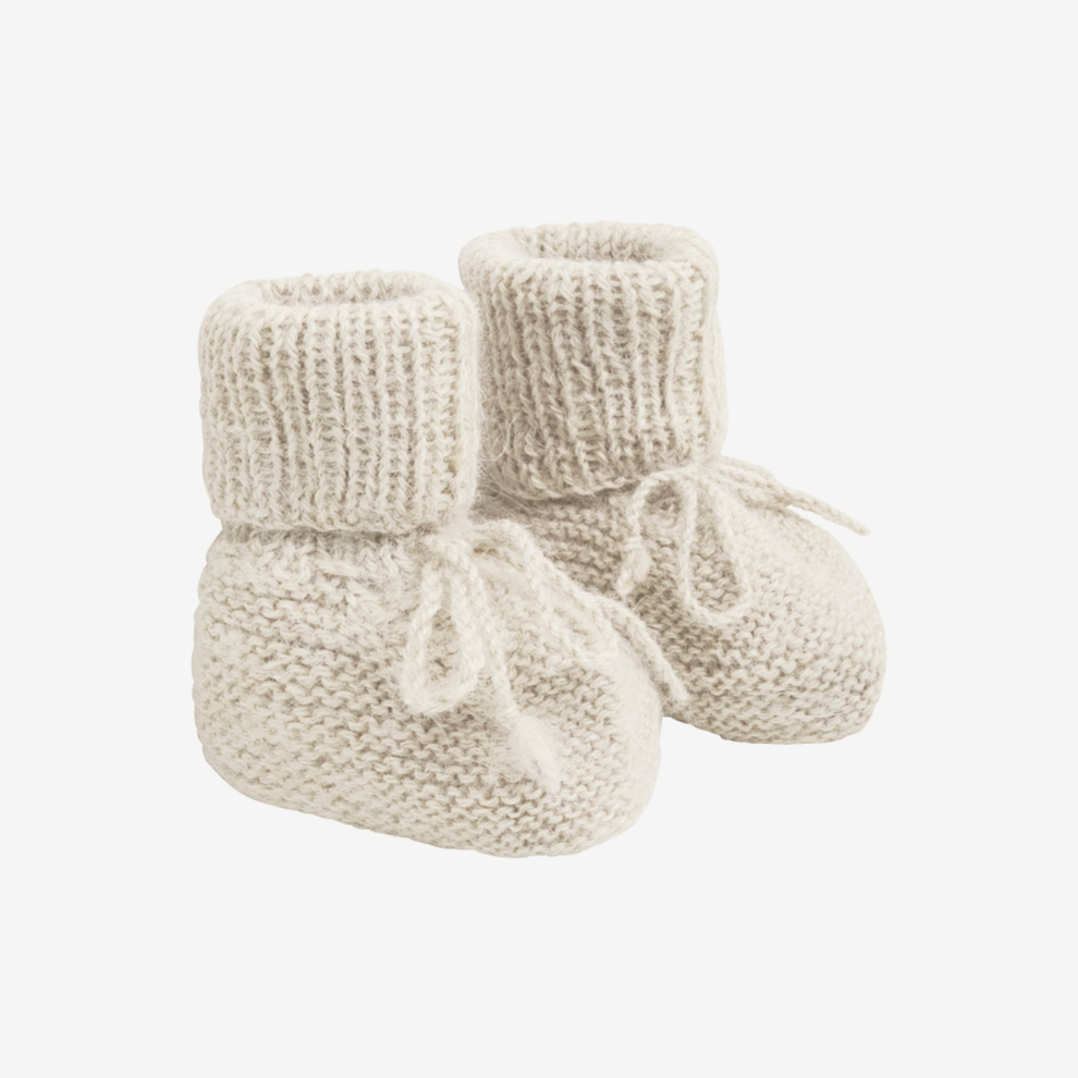 Gebreide slofjes - Alpaca wol - Off white - Huttelihut voor