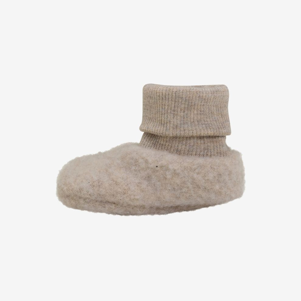 Slofjes - Merino wol fleece - Camel melange/beige - Huttelihut zij