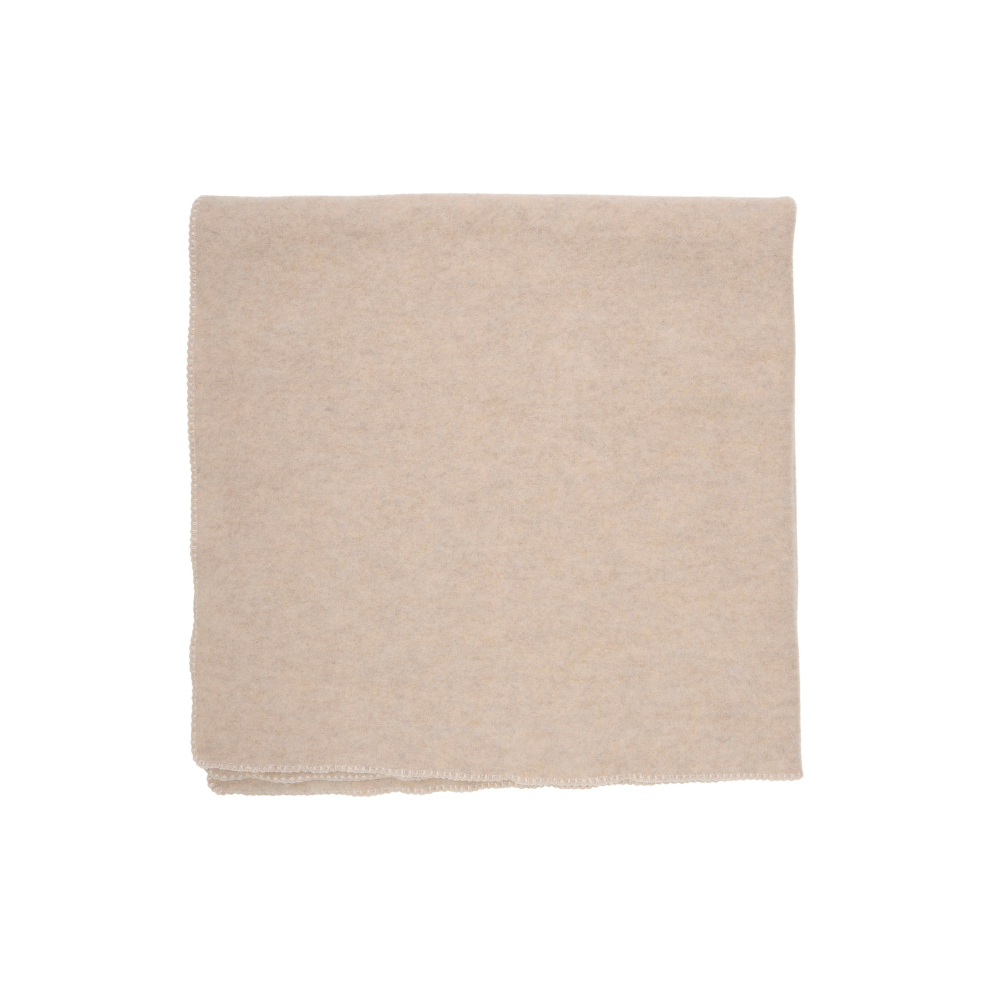 Deken - Merino wol fleece - 85x85 cm - Camel melange - Huttelihut boven