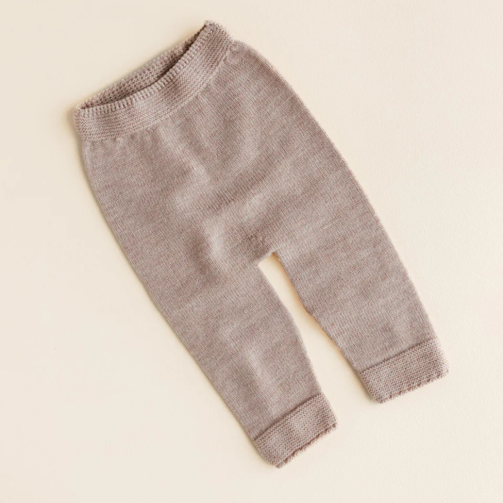 Gebreid broekje Guido - Merino wol - Sand - HVID flat