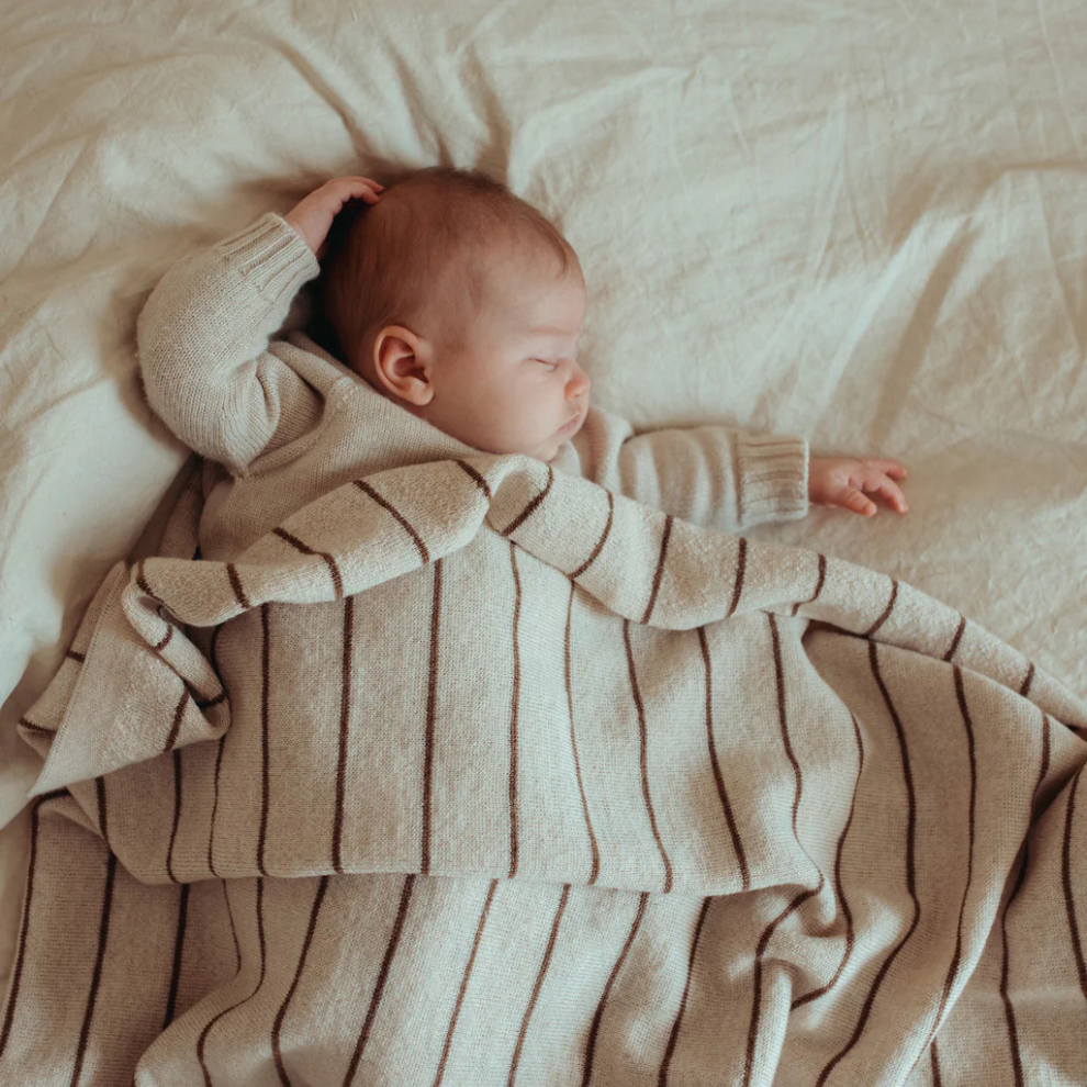 Deken Harry - Merino wol - Cream/mocha - Hvid baby
