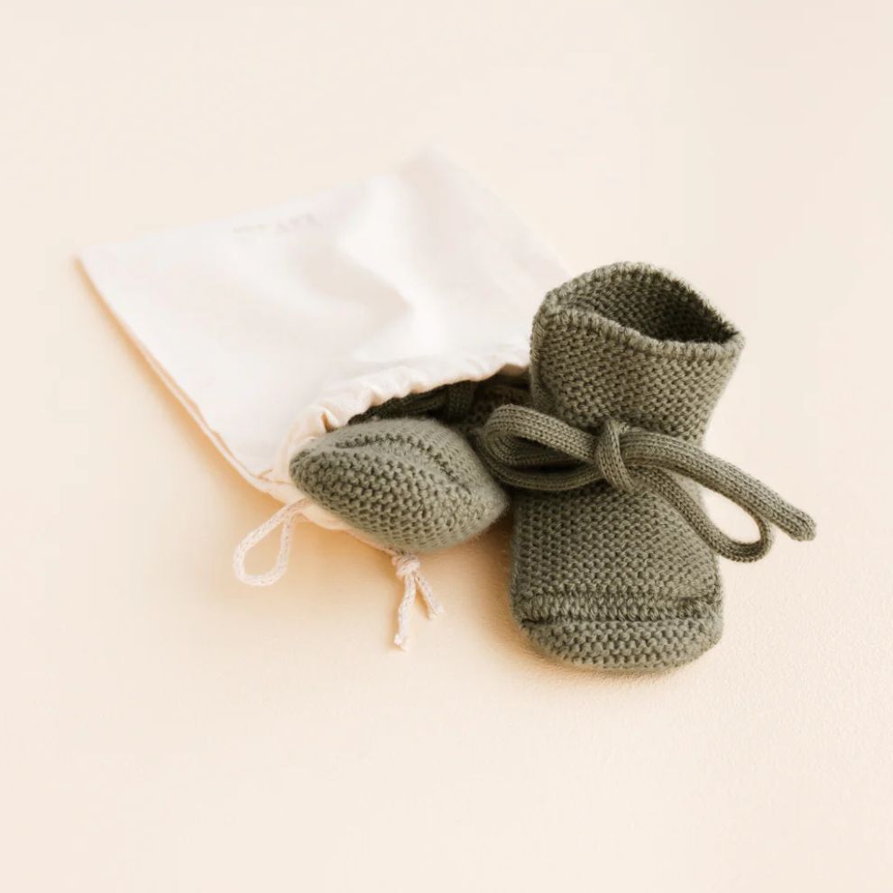 Slofjes/Booties - Merino wol - Artichoke - HVID zakje