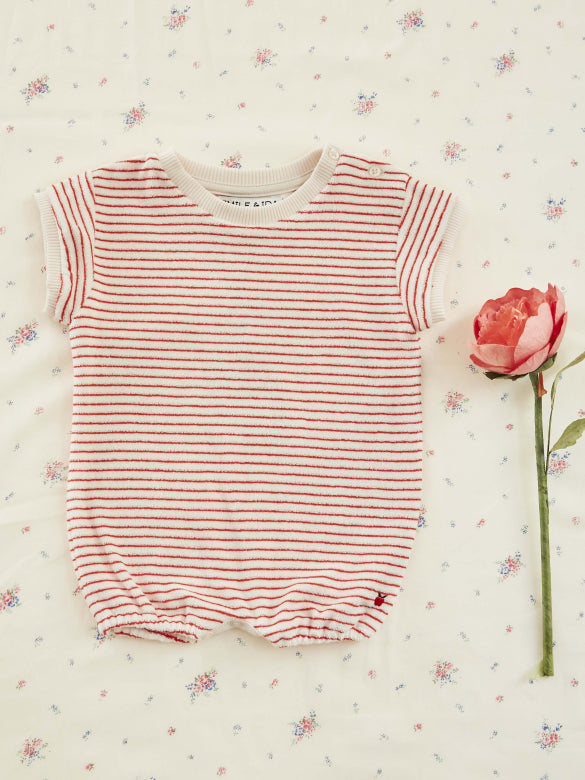 Zomer jumpsuit - Badstof - Raye - Biologisch katoen mix - Rood - Emile et Ida