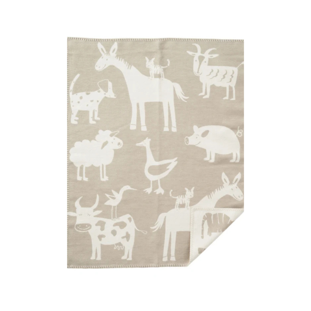 Wiegdeken Farm - Biologisch katoen - Grijs/Grey - 70x90cm - Klippan