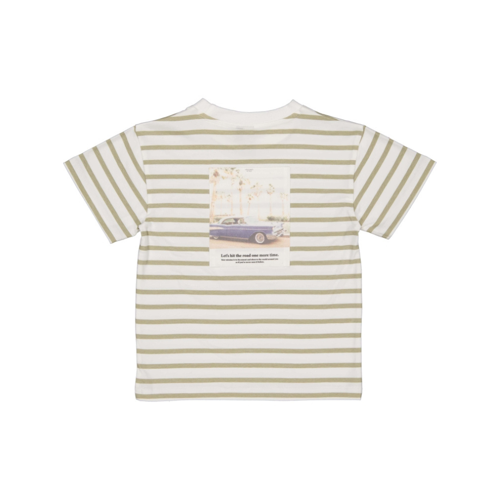 T-shirt met print Bas - Katoen - Groen/White stripes - Levv Labels achter