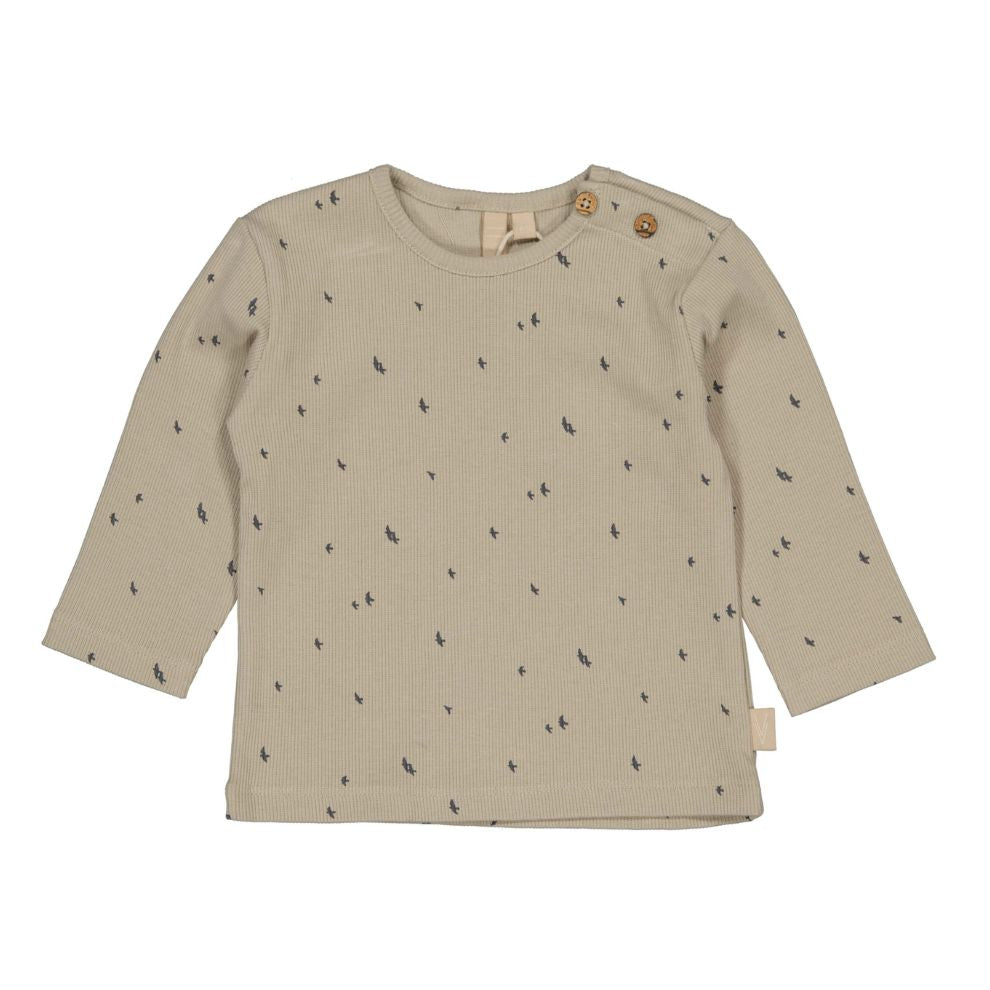 Top lange mouw Leon - Biologisch katoen - Grijs/beige - Levv voorkant
