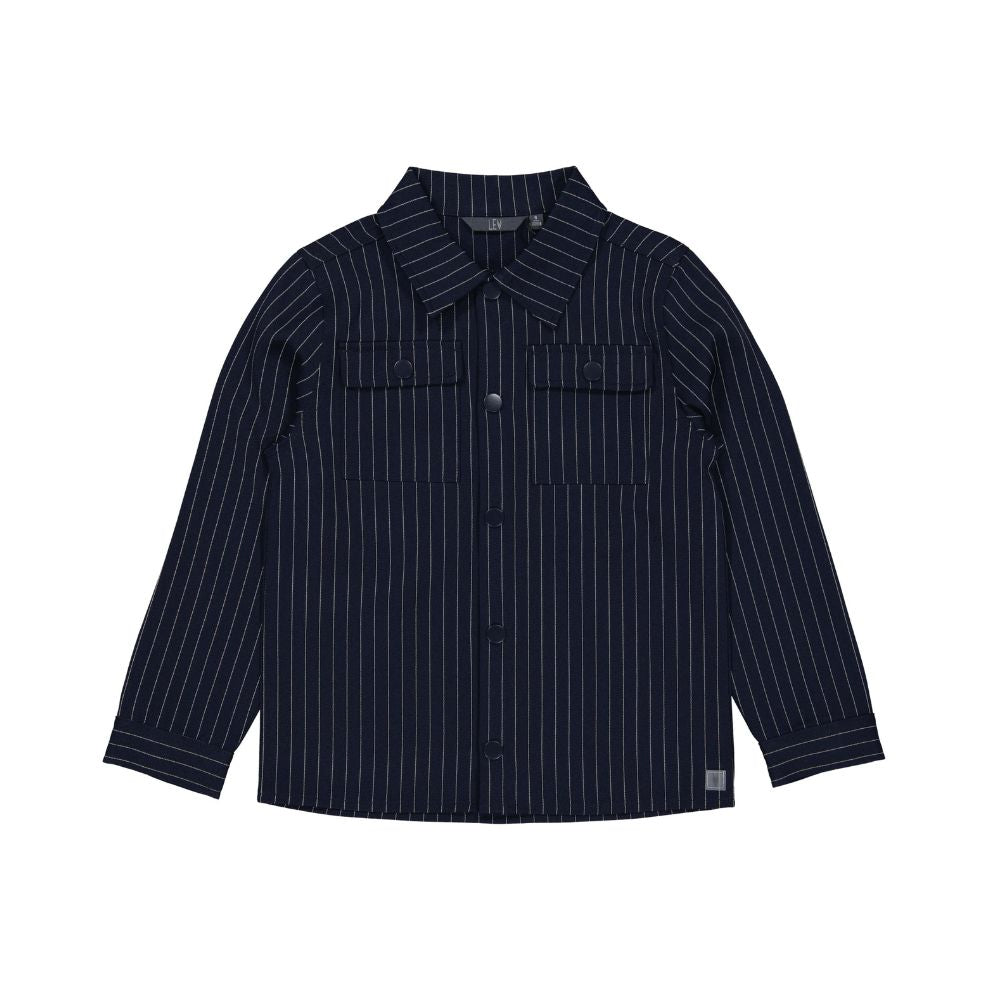 Overhemd top Vijay - Night blue/gestreept navy - Levv voorkant