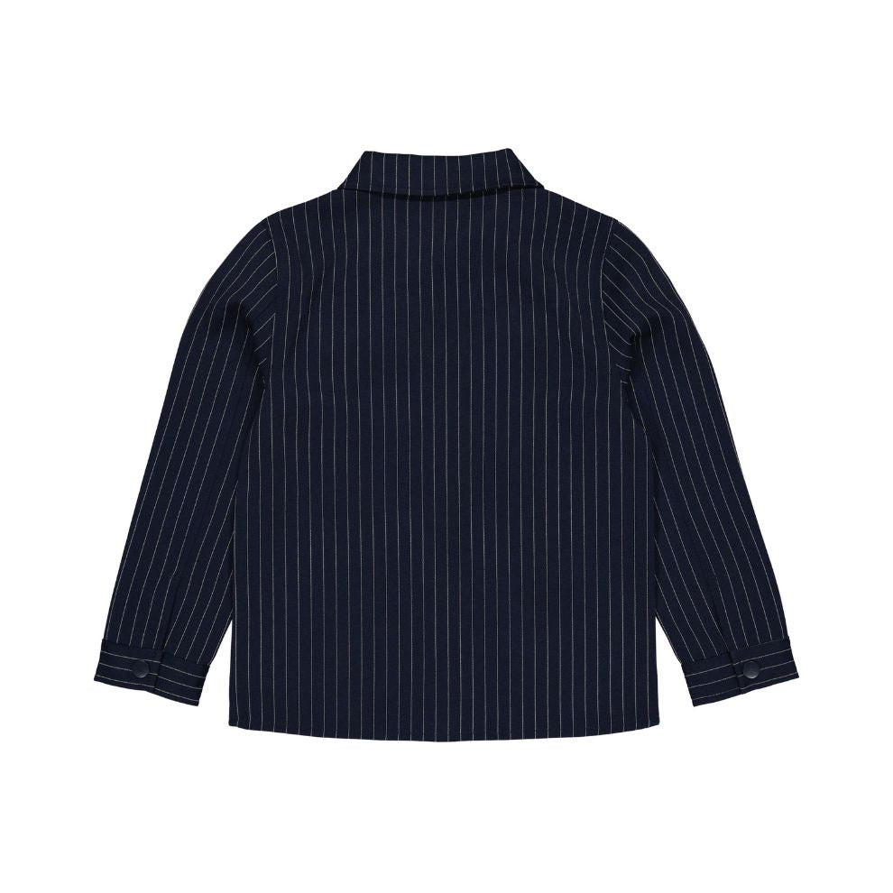 Overhemd top Vijay - Night blue/gestreept navy - Levv achterkant