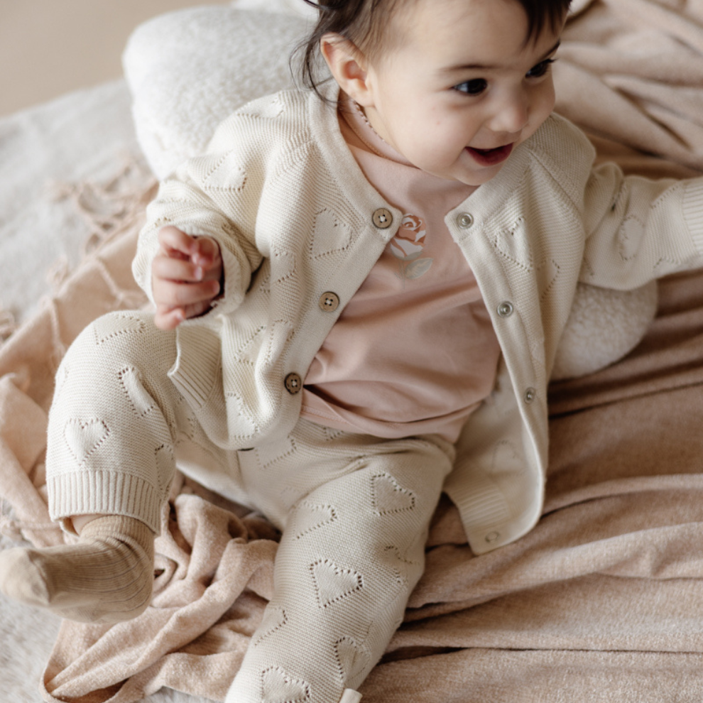 Gebreid broekje Leila - Biologisch katoen - Light sand/beige - Levv baby