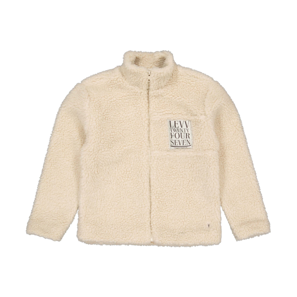 Teddy jas Tjerk - Katoen - Oatmeal/Offwhite - Levv voorkant
