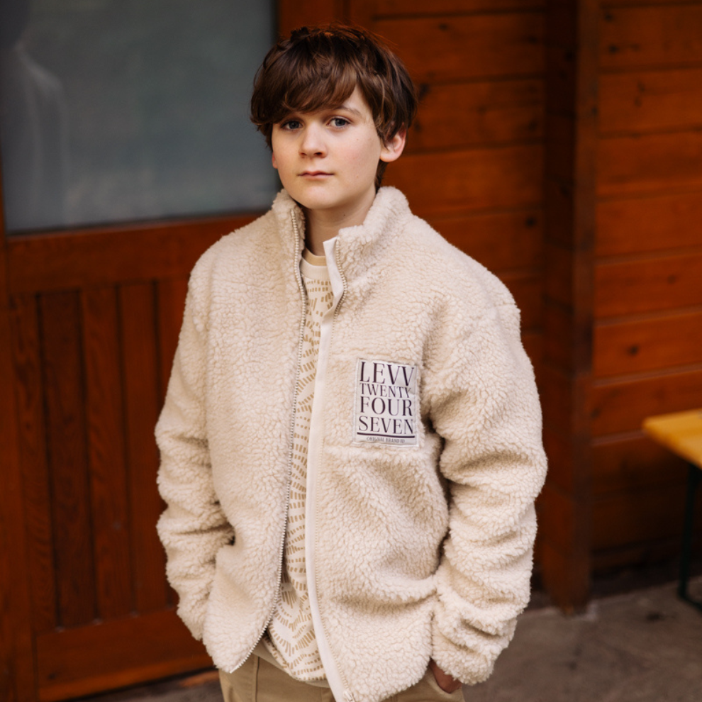 Teddy jas Tjerk - Katoen - Oatmeal/Offwhite - Levv jongen
