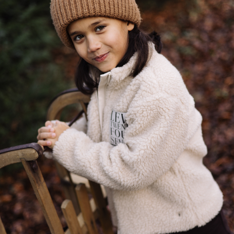 Teddy jas Tjerk - Katoen - Oatmeal/Offwhite - Levv meisje