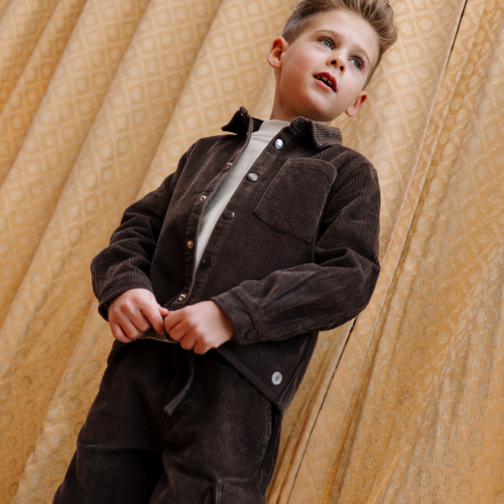 Corduroy broek Tristan - Katoen - Donkerbruin - Levv close up