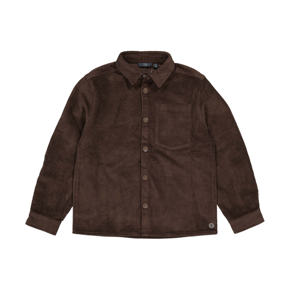 Corduroy overhemd Tiek - Katoen - Donkerbruin - Levv voorkant
