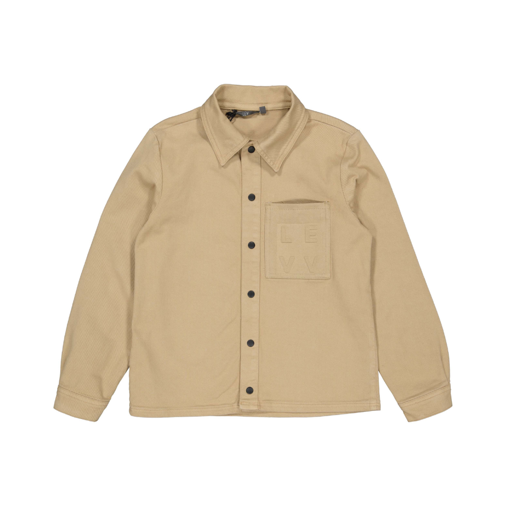 Overhemd top Tjibbe - Katoen - Sand/beige - Levv voorkant