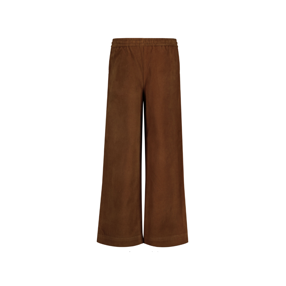 Broek Vinny - Katoen - Straight leg - Dark taupe - Levv achterkant