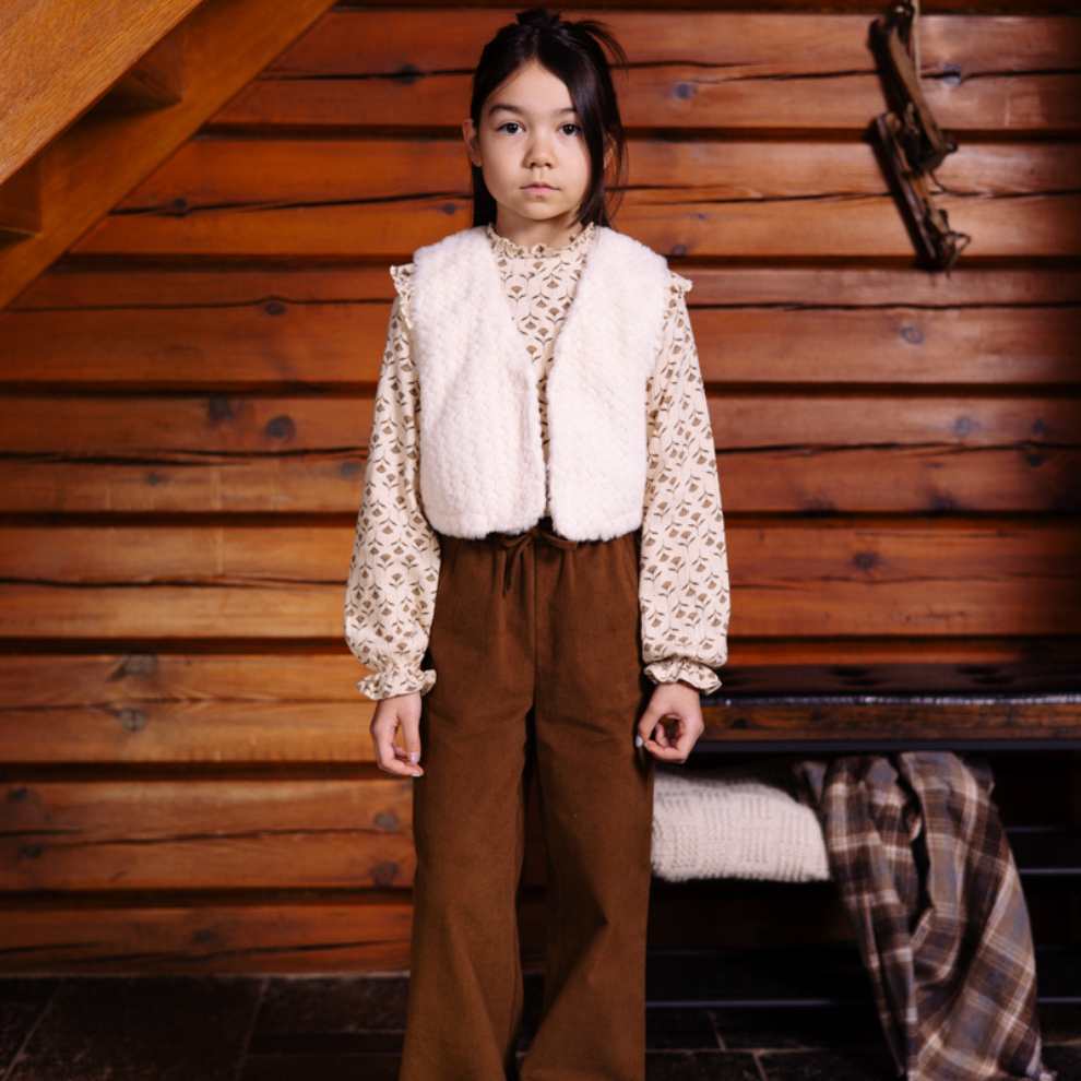 Broek Vinny - Katoen - Straight leg - Dark taupe - Levv kind