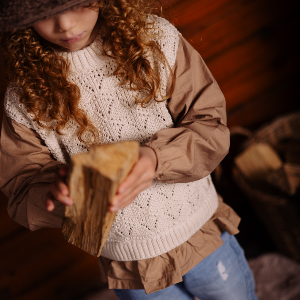 Top met gilet Vere - Katoen - Dark sand/beige - Levv close up