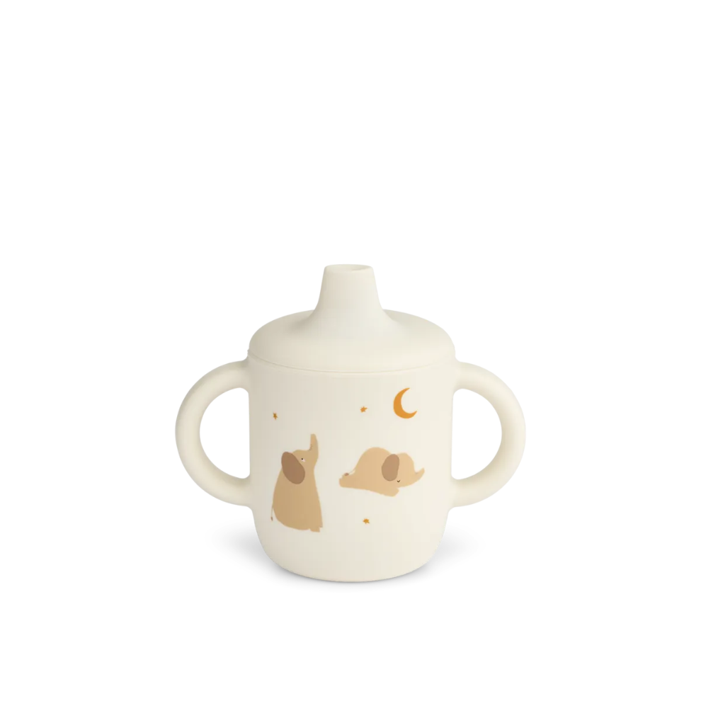 Tuitbeker Neil sippy cup - Siliconen - Elephant/creme - Liewood voorkant