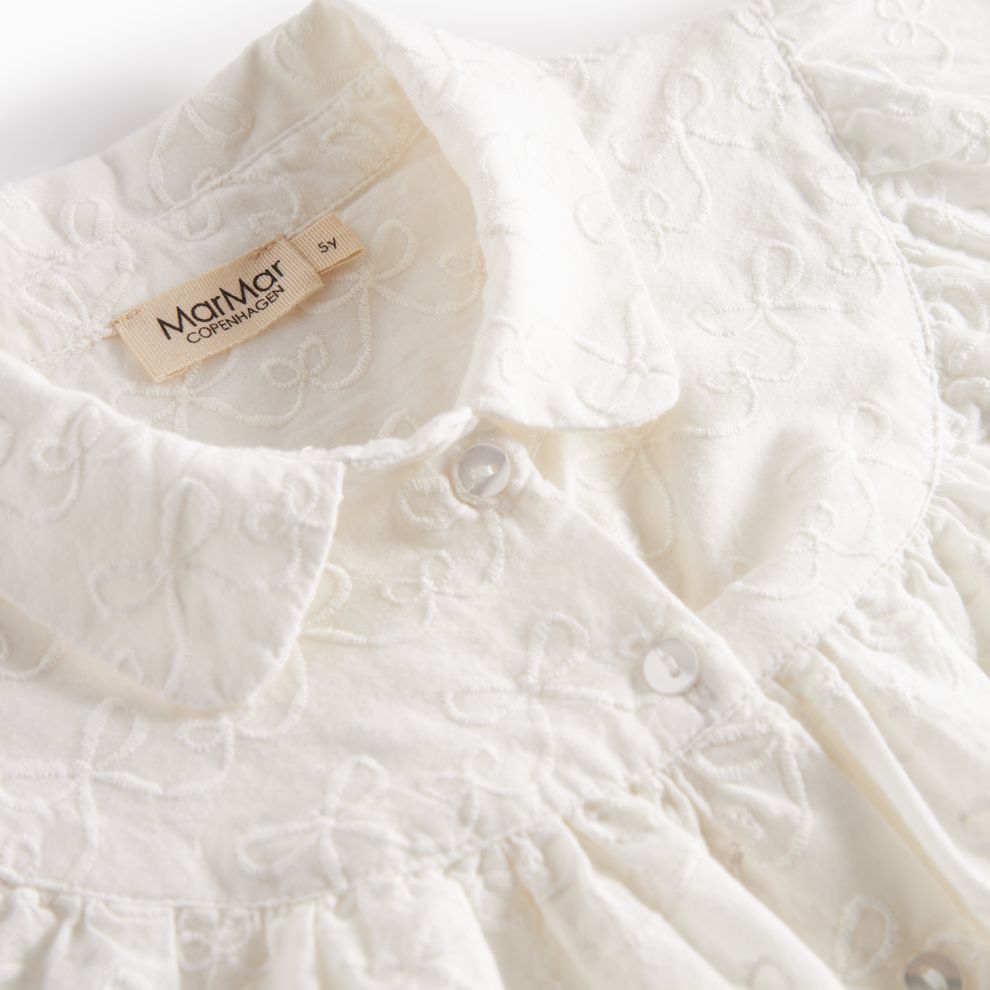 Blouse top Trissa Bow - Biologisch katoen - Wit - Marmar Copenhagen bovenkant
