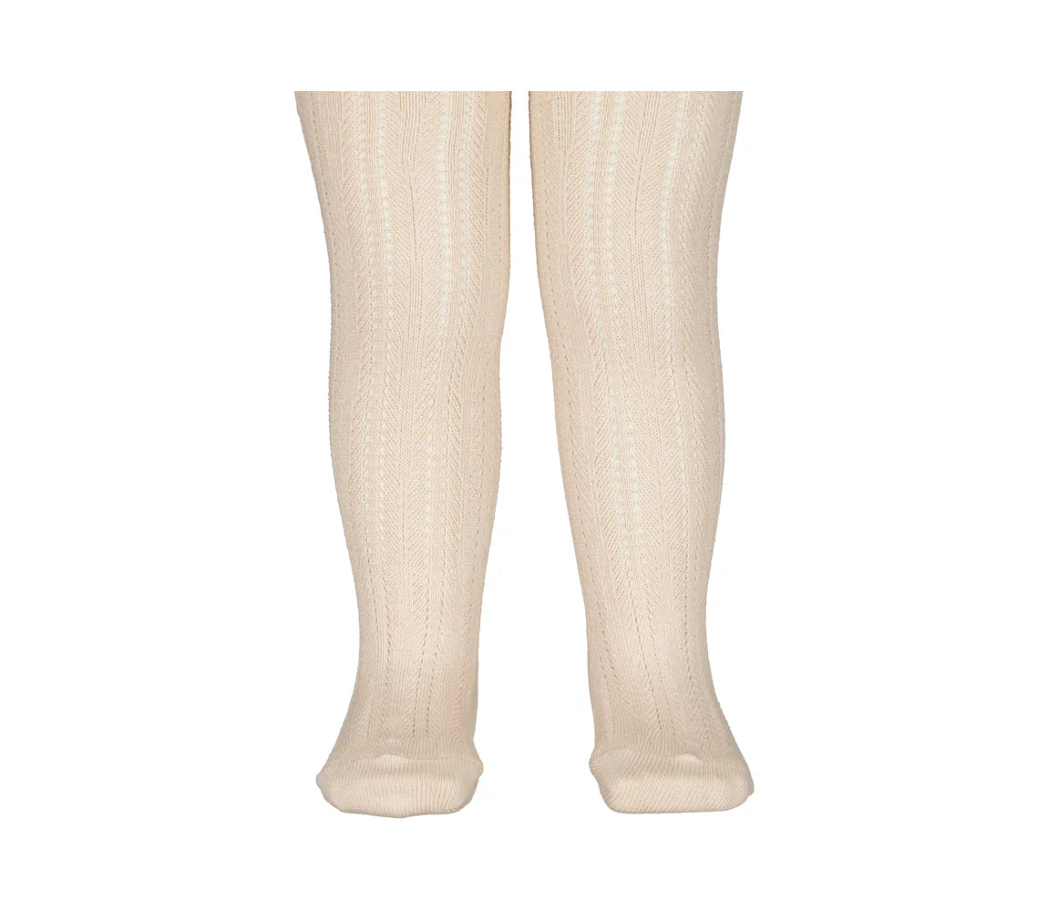 MarMar Copenhagen - Tights Pointelle - Maillot met Pointelle patroon - Moon - Katoen Mix - op benen