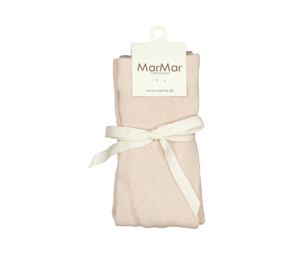 MarMar Copenhagen - Tights Pointelle - Maillot met Pointelle patroon - Moon - Katoen Mix - opgevouwen met lint
