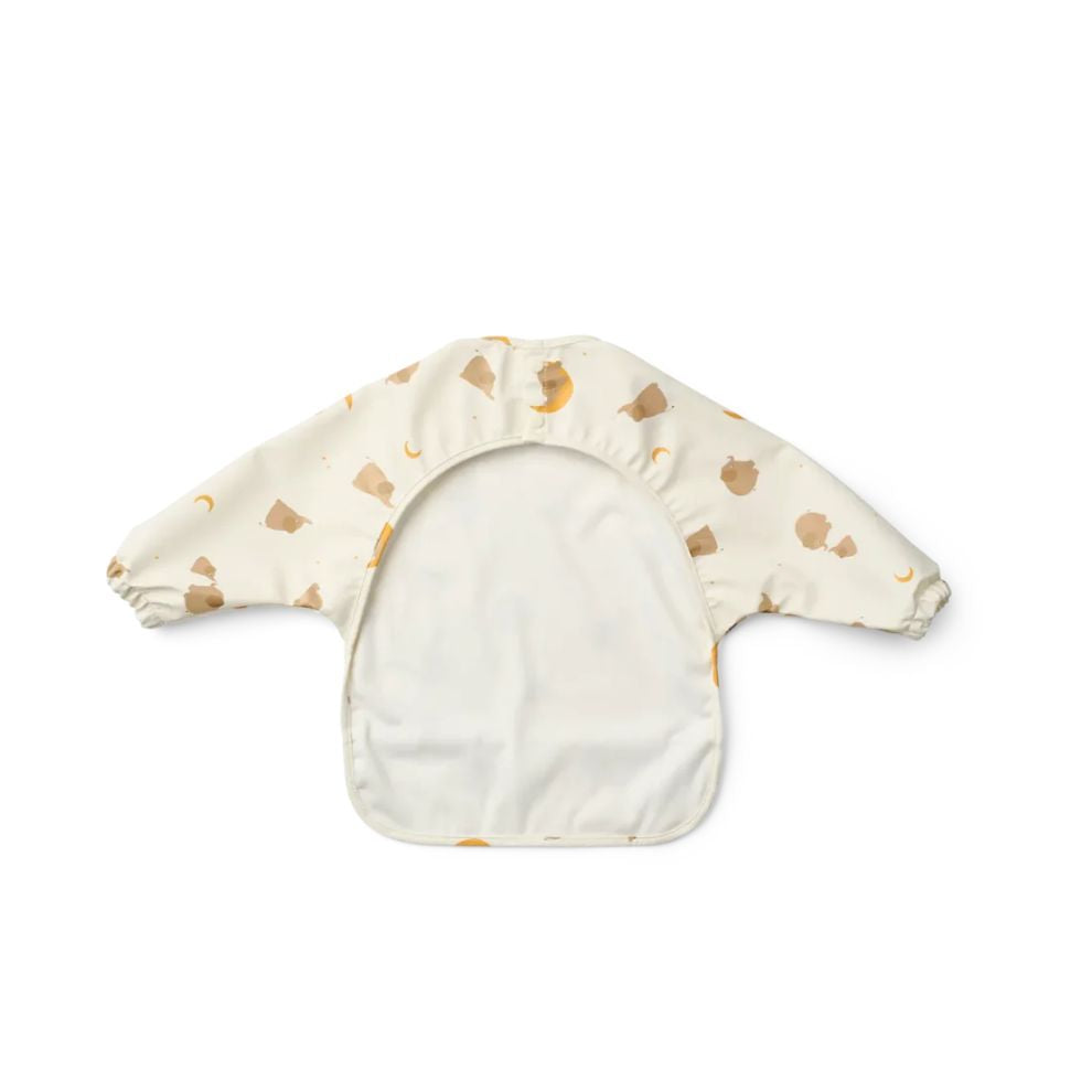 Slabbetje lange mouw Merle - Gerecyceld polyester - Elephant/creme - Liewood achterkant