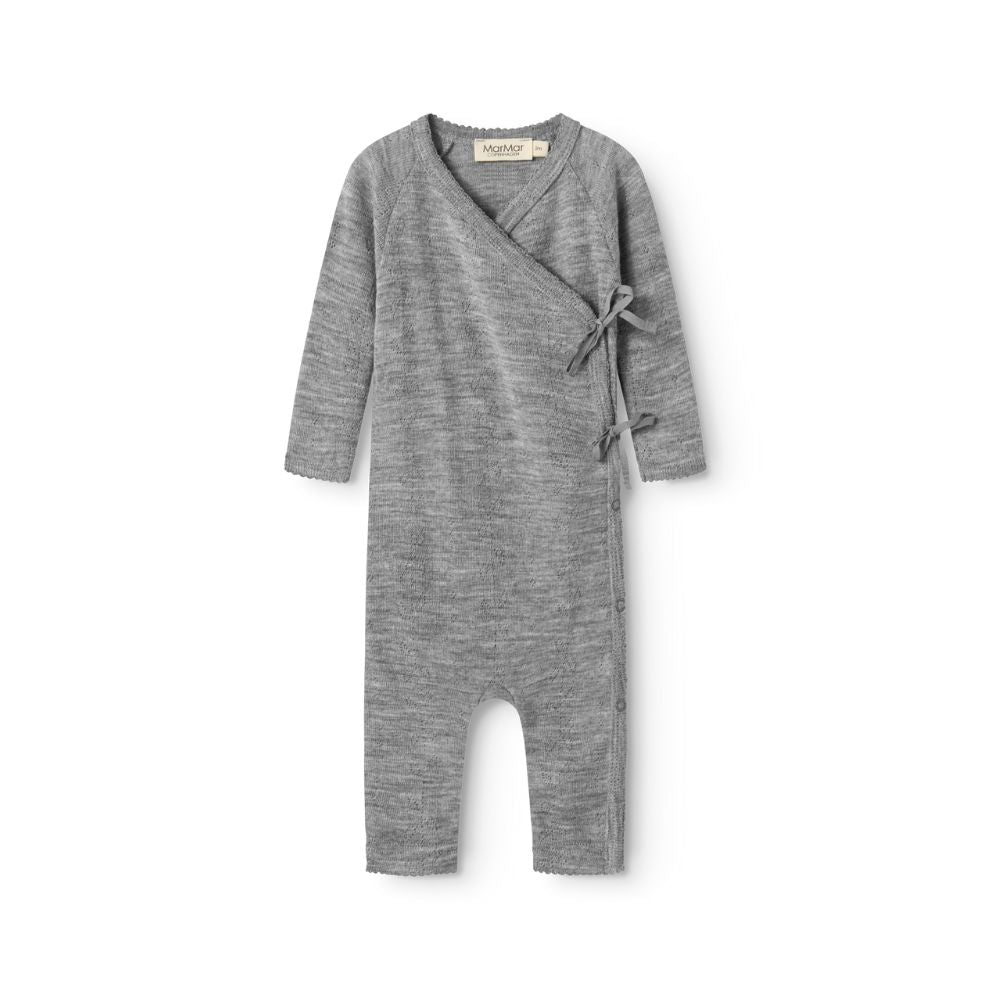 MarMar Copenhagen - Rula Wool Pointelle Jumpsuit - Romperpakje - 100% wol - Grey melange product
