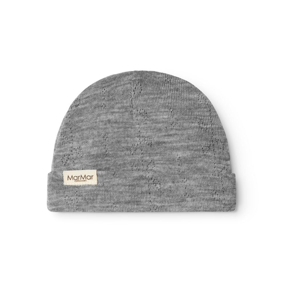 MarMar Copenhagen - Aiko Wool Pointelle Beanie - Mutsje - 100% merino wol - Grey melange product
