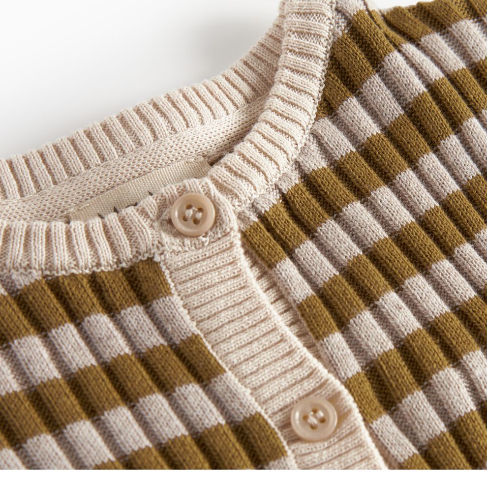 Vestje Tob - Biologisch katoen/modal - Dark bronze stripe - Marmar Copenhagen close up