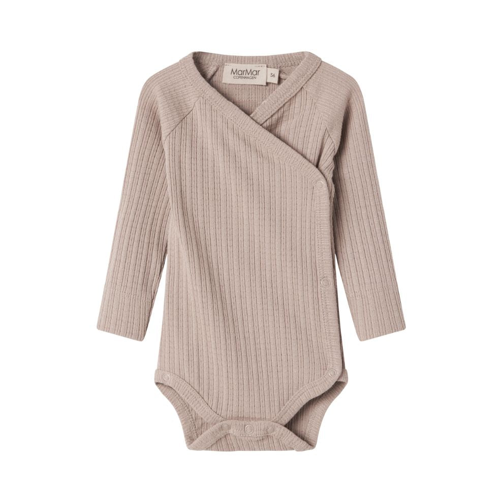 Overslag romper Belito - Biologisch katoen/modal - Soft beige - Marmar Copenhagen voorkant
