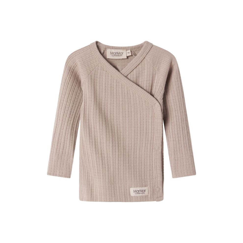 Overslag vestje Tut wrap - Biologisch katoen/modal - Soft beige - Marmar Copenhagen voorkant